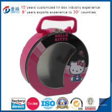 Round Cookie Tin Box with Handle